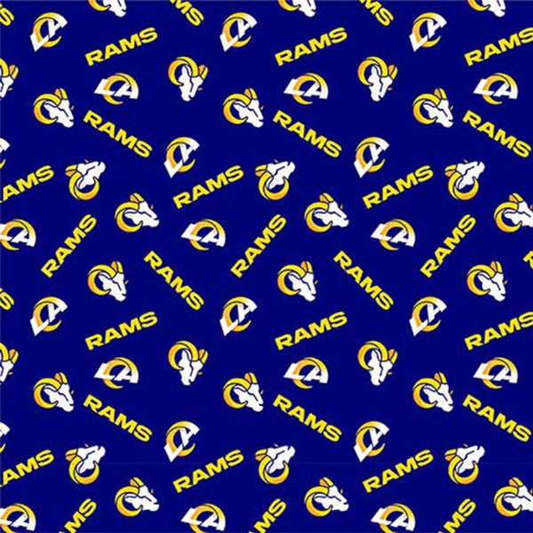 NFL Champion LOS ANGELES RAMs New Logo Print Football 100% cotton fabric material  licensed Crafts, Quilts, Home Decor