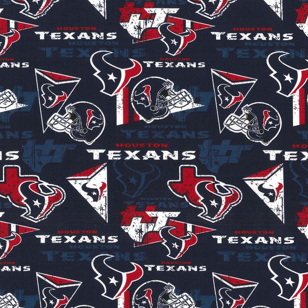 NFL HOUSTON TEXANS Vintage Retro Print fOOTBALL 100% cotton fabric licensed material Crafts, Quilts, Home Decor