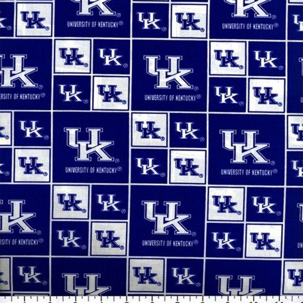 NCAA KENTUCKY WILDCATS Patchwork 100% cotton fabric material  licensed for Crafts and Home Decor