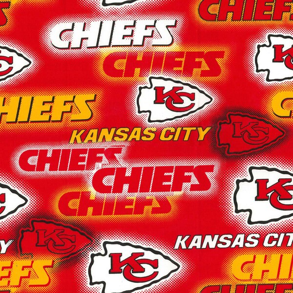 NFL KANSAS CITY CHIEFs Watermark Print #1 Football 100% cotton fabric licensed material Crafts, Quilts, Home Decor