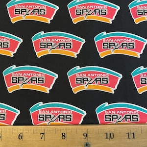 New NBA SAN ANTONIO SPURs Throwback Print #2 100% cotton fabric, you choose size, sports fan, decorative, gift, man cave, official fabric