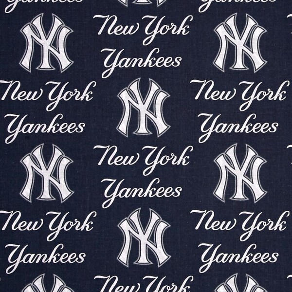 MLB NEW YORK YANKEEs Allover Navy Print 100% cotton fabric material licensed Crafts, Quilts, Home Decor ny