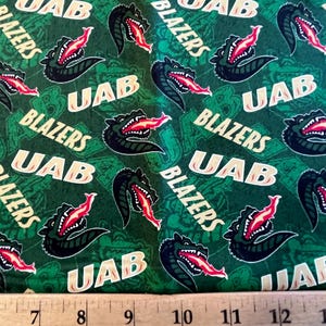 NCAA ALABAMA BIRMINGHAM BLAZERs Watermark Print Football 100% cotton fabric material you choose length licensed Quilts