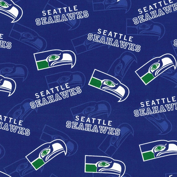 NFL SEATTLE SEAHAWKS Throwback Print Football 100% cotton fabric licensed material Crafts, Quilts, Home Decor