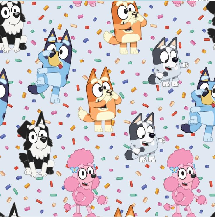 DISNEY JR BLUEY and Friends Sprinkles Print 100% Cotton Fabric Material ...