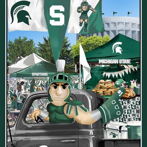 New Large NCAA MICHIGAN STATE Spartans Tailgate Colligate 100% Cotton Panel Sec for quilts, crafts, wall hanging