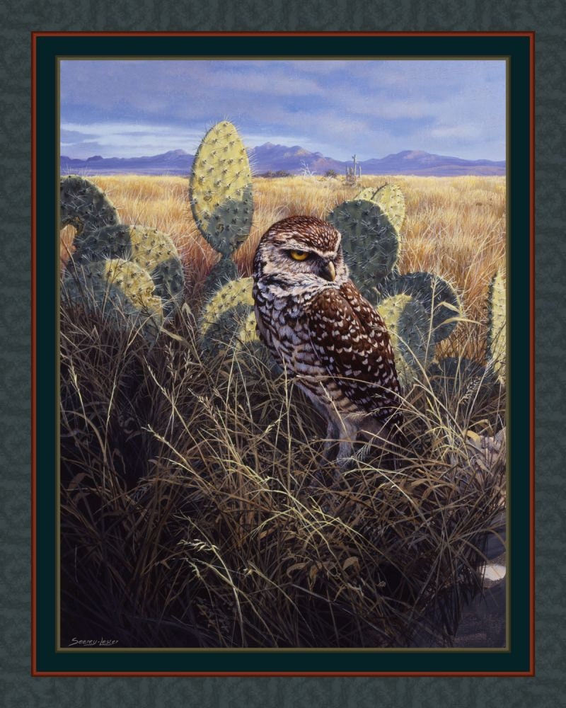 New Large Wild Birds BURROWING OWL on this 100% Cotton Panel for quilts, crafts, wall hanging Style 