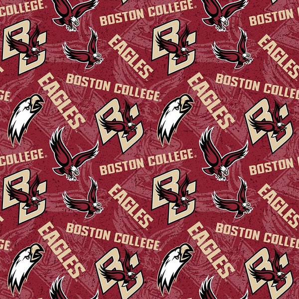 NCAA BOSTON COLLEGE EAGLEs Watermark Print 100% cotton fabric material you choose length licensed Quilts