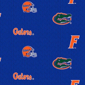 NCAA University of FLORIDA GATORS Allover Herringbone Print Football 100% cotton fabric material you choose length licensed, Crafts & More