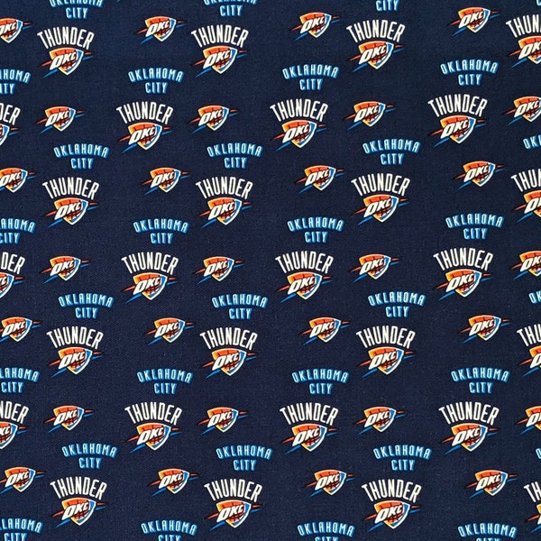 New NBA Oklahoma City THUNDER Allover Print #2 100% cotton fabric, you choose size, sports fan, decorative, gift, man cave, official fabric