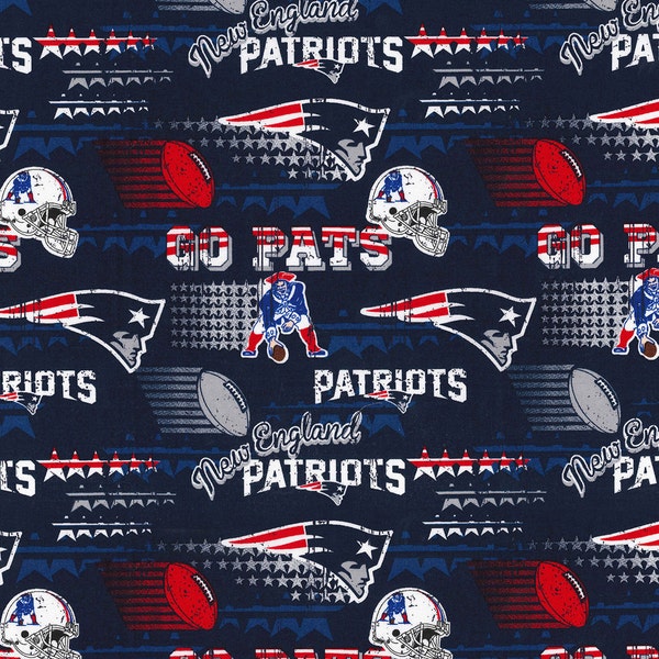 NFL New England PATRIOTS Vintage Retro Print Football 100% cotton fabric licensed material Crafts, Quilts, Home Decor