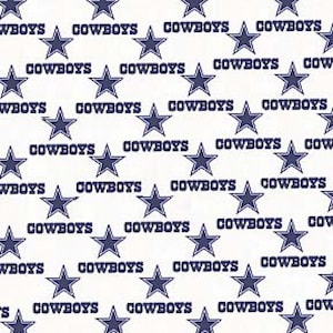 May include: A white background with a repeating pattern of blue stars and the word "COWBOYS" in blue text.