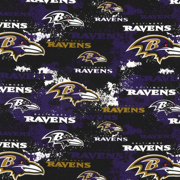 NFL BALTIMORE RAVENS Weathered Look Print Football 100% cotton fabric licensed material Crafts, Quilts, Home Decor