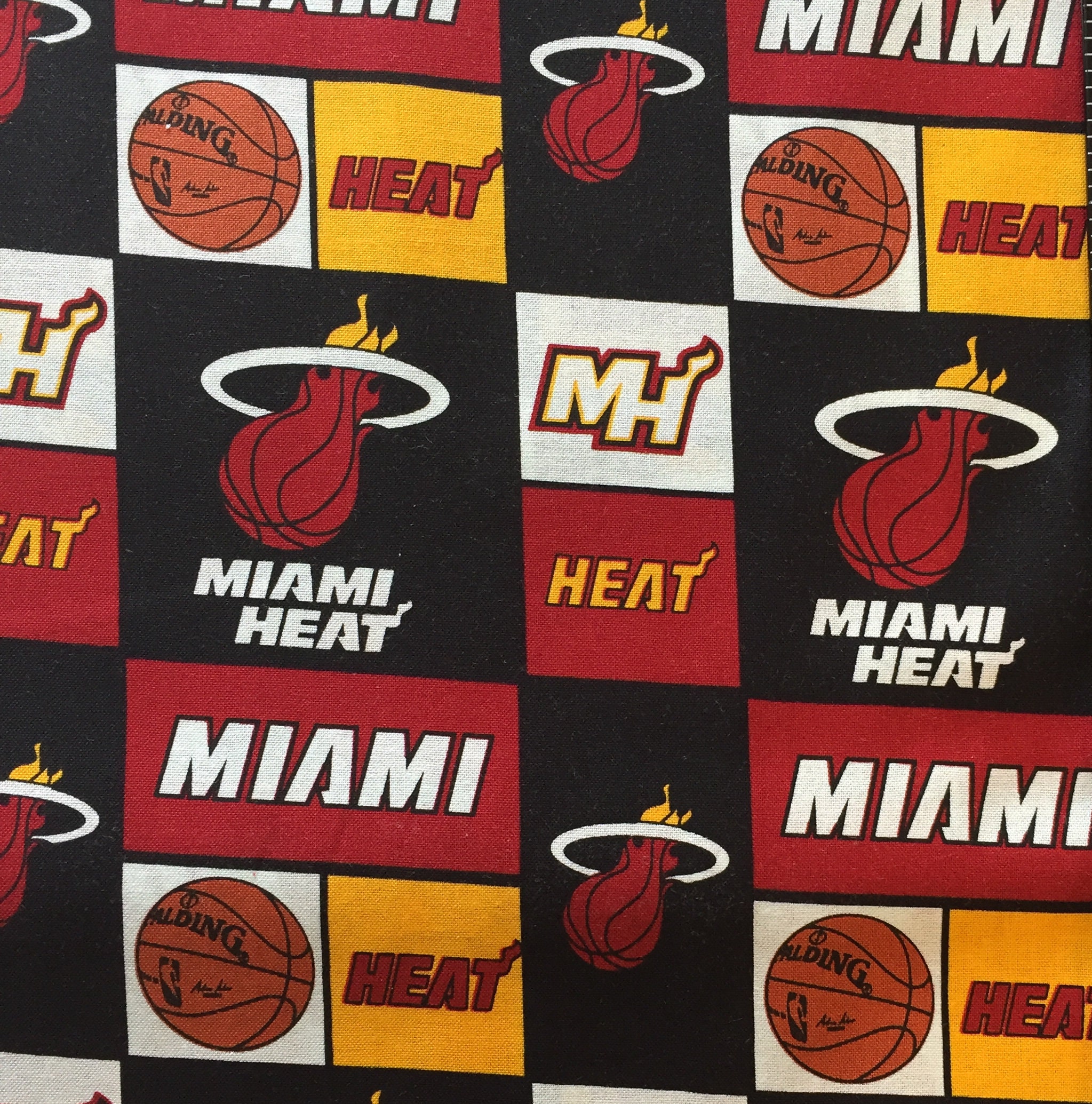 Cotton Miami Heat Patch NBA Basketball Sports Team Fabric Print by Yard D670.21