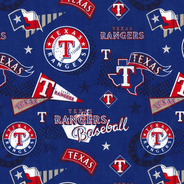 MLB TEXAS RANGERS Vintage Retro Print Baseball 100% cotton fabric licensed material Crafts, Quilts, Home Decor