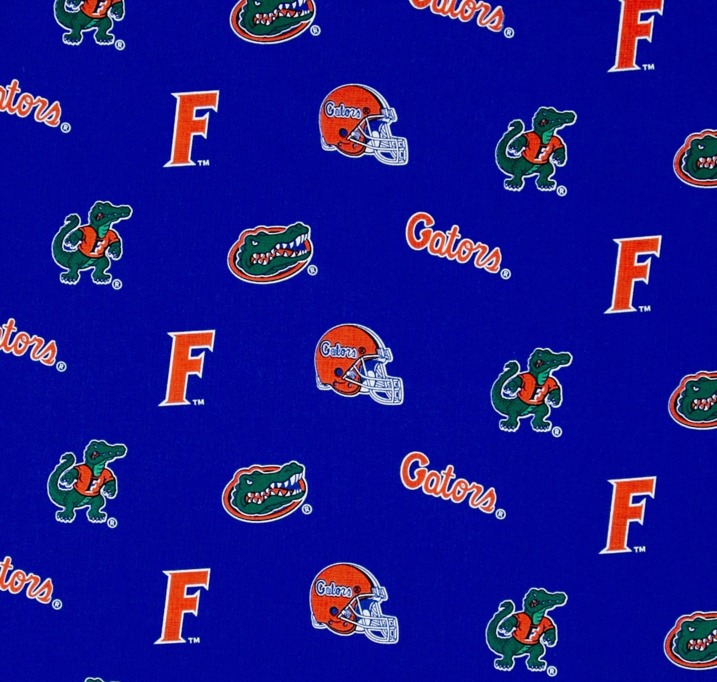 NCAA University of FLORIDA GATORS Allover Print Football 100% cotton fabric material you choose length licensed Quilts, Crafts & More