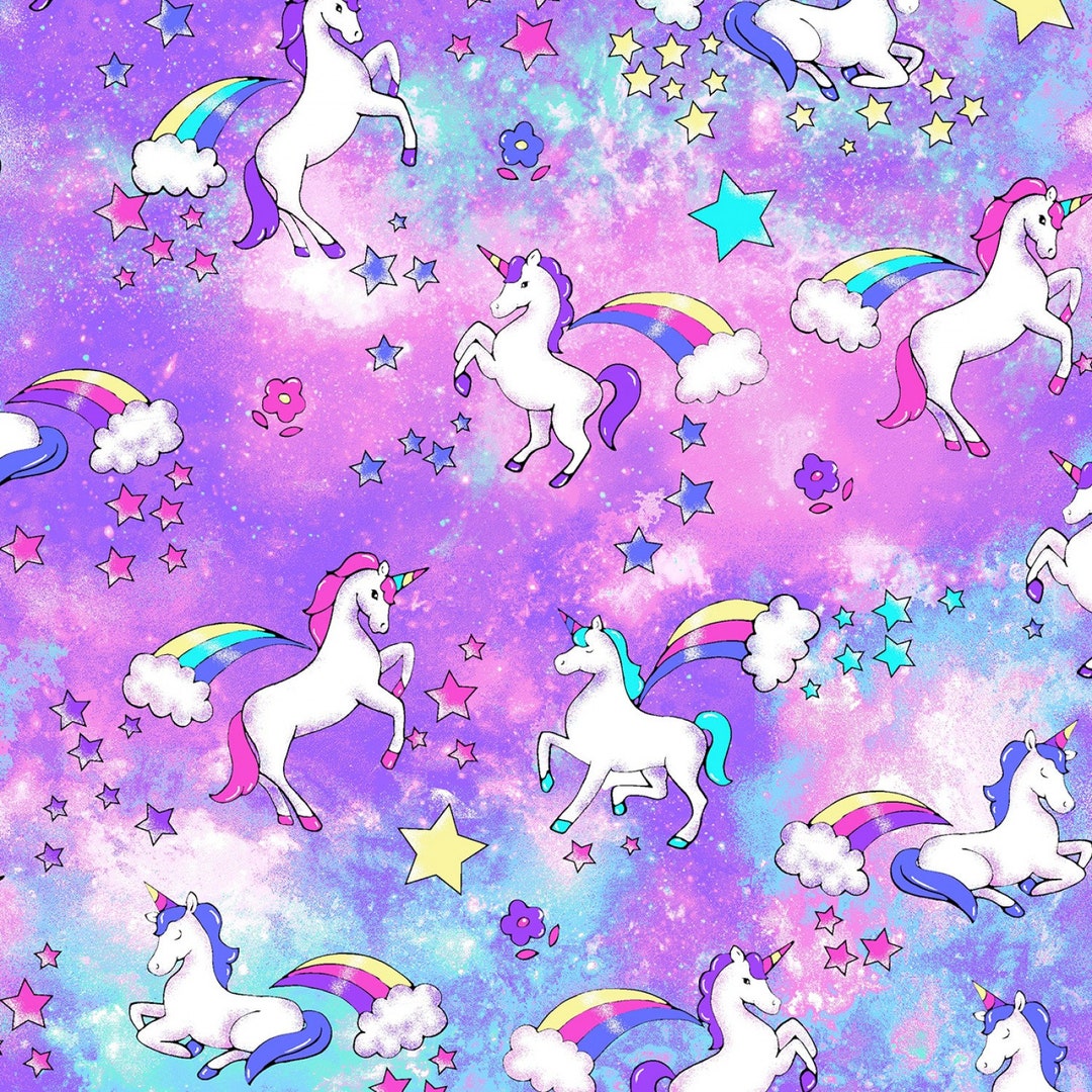 RAINBOW Unicorns Allover Print 100% Cotton Fabric Material for Crafts ...