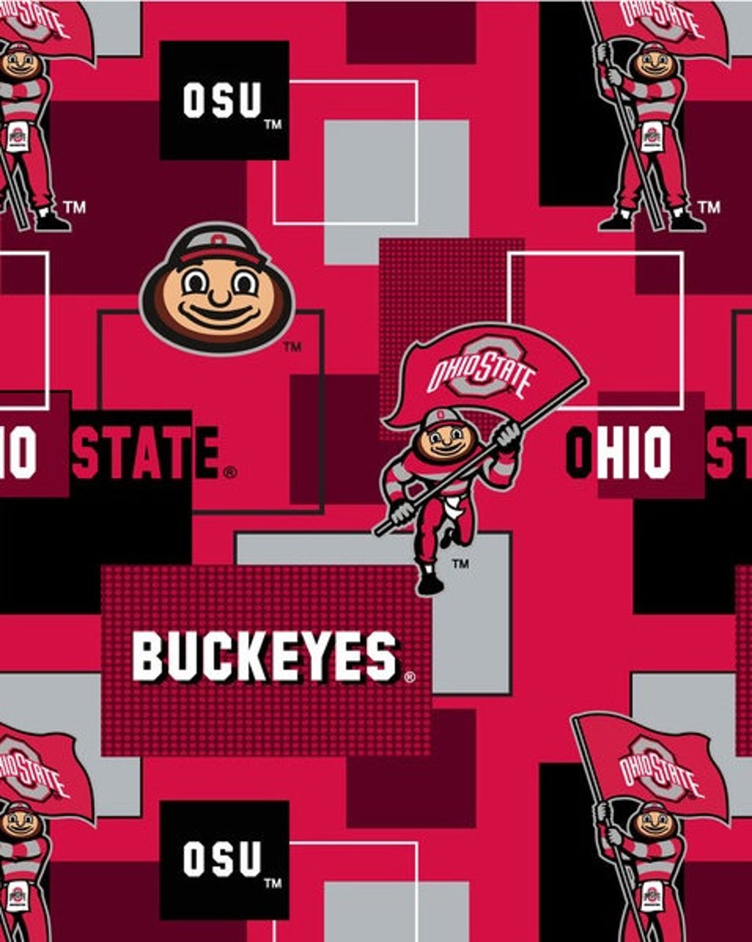 NCAA OHIO STATE Buckeyes Block Print Football 100 Cotton Fabric You Choose Length Licensed Ole Miss Etsy Australia