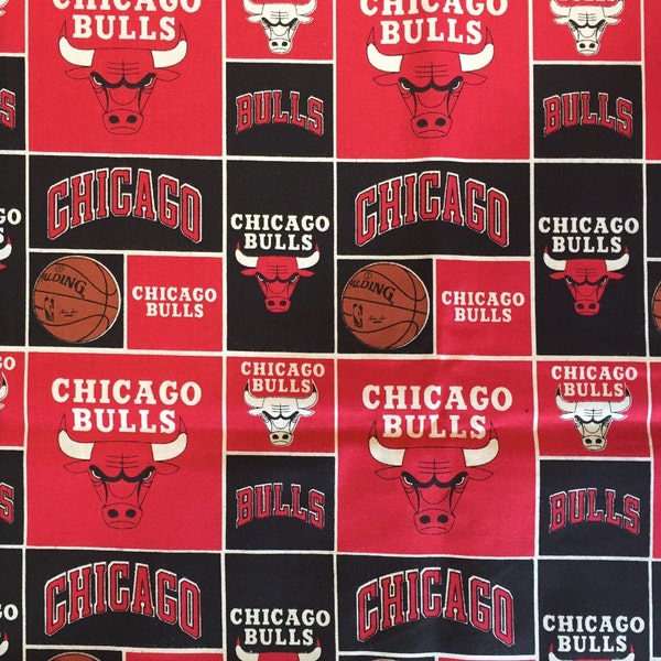 New NBA CHICAGO BULLS Patchwork Print #1 100% cotton fabric, you choose size, sports fan, decorative, gift, man cave, official fabric