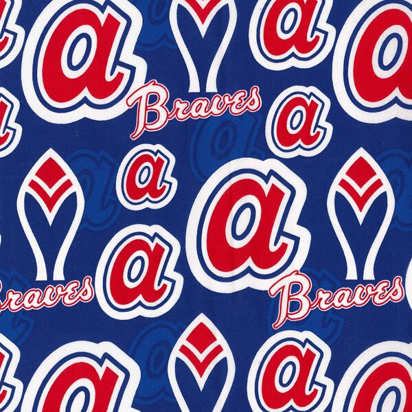 MLB ATLANTA BRAVES Hall of Fame Print Baseball 100% cotton fabric licensed material Crafts, Quilts, Home Decor