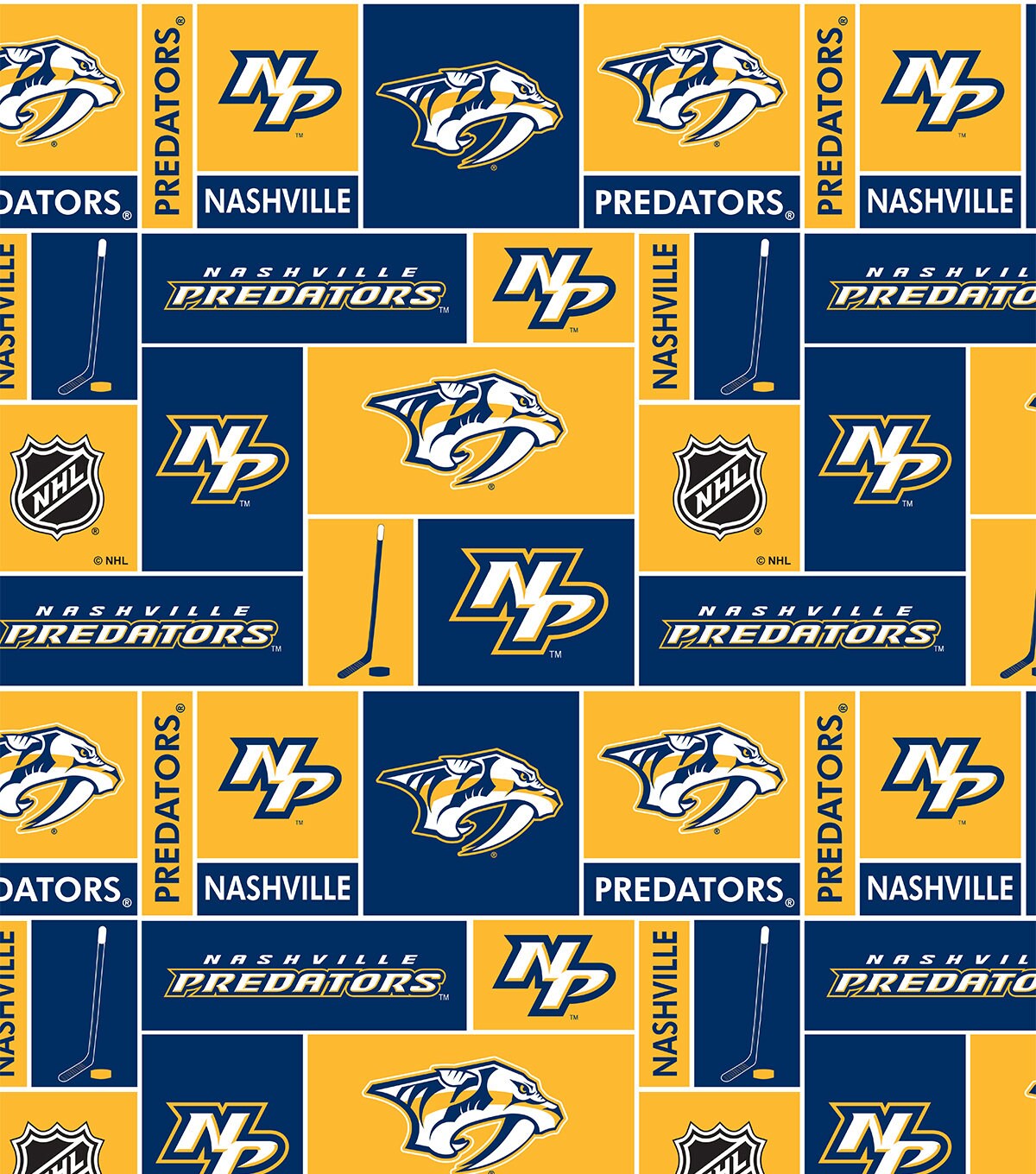 NHL NASHVILLE PREDATORS Flannel Hockey 100% cotton fabric material you  choose size licensed for Crafts, Quilts, clothing, Home Decor