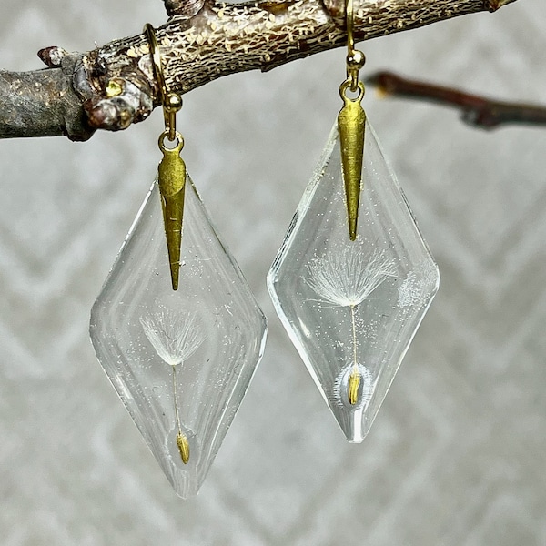 Real Dandelion seed earrings // véritable graines de pissenlit en boucles d'oreille
