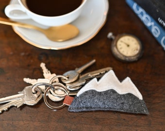 Mini Triglav Mountain Cushion Keychain • Gray Felt Pendant • Outdoor-Inspired Charm Accessories • Handmade Trinket Gift for Nature Lovers