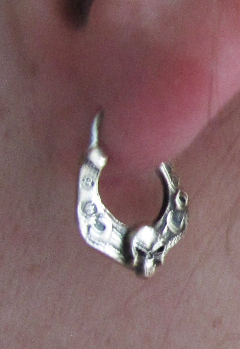 Men's Earring Skull Biker's Earring Bronzebrass Etsy