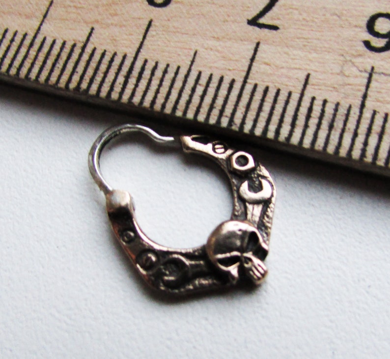 Men's Earring Skull Biker's Earring Bronzebrass Etsy