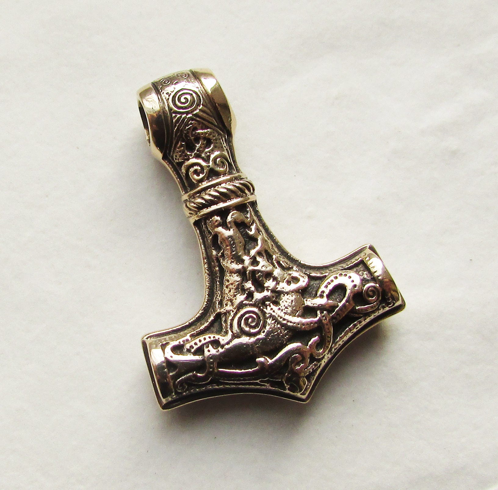 Thor Hammer Viking Amulet Bronze or Brass Scandinavian Pendant Etsy