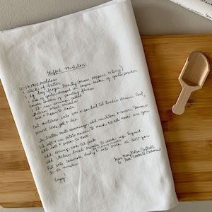5 Custom Recipe Cotton Tea Towels: Handwritten Family Recipe for Kitchen