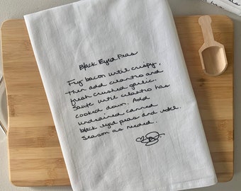 22 Custom Recipe cotton tea towels with your favorite grandmas handwritten recipe,  Mother's Day Gift, Christmas, housewarming, birthday