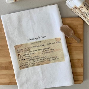5 paños de cocina con recetas personalizadas: Receta familiar escrita a mano en algodón