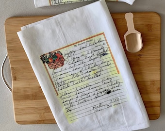 13 Custom Recipe cotton tea towels with your favorite recipe - grandmas handwritten recipe, Mother's Day, Christmas, housewarming, birthday