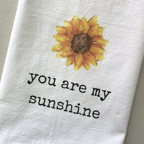 Embroidered You Are My Sunshine Kitchen Towel Etsy