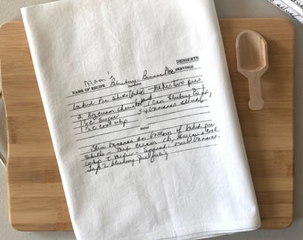 7 Custom Recipe cotton tea towels with your favorite grandmas handwritten recipe,  Mother's Day Gift, Christmas, housewarming, birthday