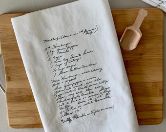 8 Custom Recipe cotton tea towels with your favorite recipe Grandmas handwritten recipe Mother's Day, Christmas, housewarming, gift for her