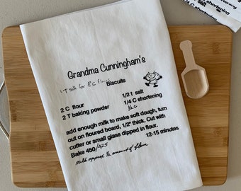 14 Custom Recipe cotton tea towels with your favorite grandmas handwritten recipe,  Mother's Day Gift, Christmas, housewarming, birthday