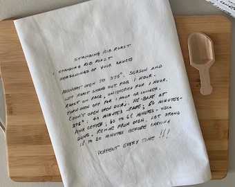 11 Custom Recipe cotton tea towels with your favorite grandmas handwritten recipe, Mother's Day Gift, Christmas, housewarming, birthday