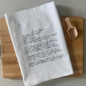 16 Custom Recipe Cotton Kitchen Tea Towels: Handwritten Family Recipe Gift