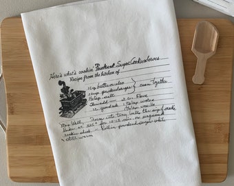 4 Custom Recipe cotton tea towels with your favorite grandmas handwritten recipe,  Mother's Day Gift, Christmas, housewarming, birthday