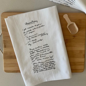 15 paños de cocina de algodón con recetas personalizadas: regalo familiar con recetas escritas a mano