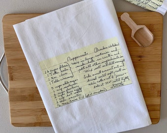 6 Custom Recipe cotton tea towels with your favorite grandmas handwritten recipe, Mother's Day Gift, Christmas, housewarming, birthday
