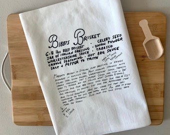 25 Custom Recipe cotton tea towels with your favorite grandmas handwritten recipe,  Mother's Day Gift, Christmas, housewarming, birthday