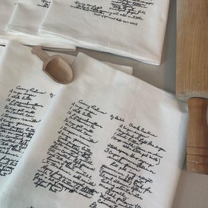 Custom Recipe Tea Towels: Handwritten Family Recipe on Cotton