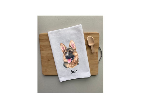 Personalized German Shepherd Kitchen cotton tea towel Christmas Gift, housewarming gift, dog lover towel, new home gift, gift under 10 Il_570xn