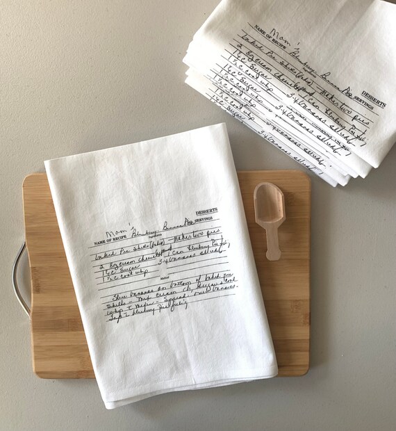 5 Custom Recipe cotton tea towels your favorite grandmas handwritten recipe, Mother's Day, Christmas gift, housewarming, kitchen tea towel Il_570xn