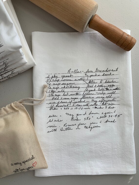 2 Custom Recipe cotton tea towels with your favorite grandmas handwritten recipe, Mother's Day Gift, Christmas Gift, housewarming, birthday Il_570xn