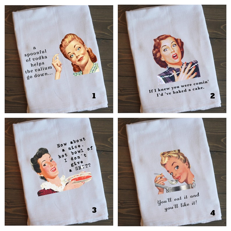 Funny Sayings Retro Kitchen Cotton Tea Towel Christmas Gift Etsy