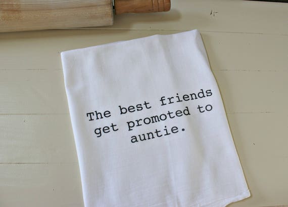 Pregnancy Announcement The best friends get promoted to auntie Custom cotton flour sack tea towel Aunt to be Mother's Day Gift, gift for her Il_570xn